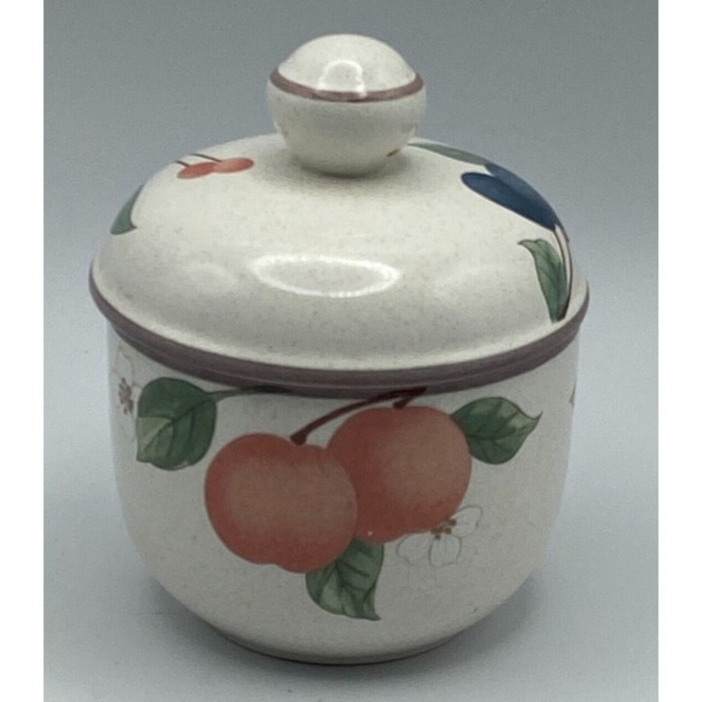 Mikasa Country Classics‎ Fruit Panorama Jam Jar w/ Slot Lid Grapes Peaches DC014